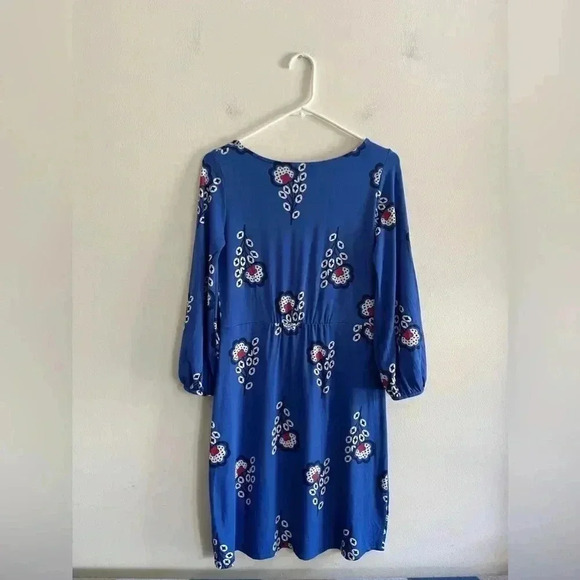 Boden Abstract Floral Print Jersey Knit Dress blue red US 4L - Picture 7 of 11